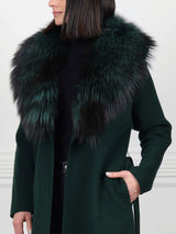 Double Face  Wool/Cashmere Blend Coat with Detachable Fox Collar