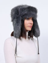 Dyed Grey Fur Trapper Hat