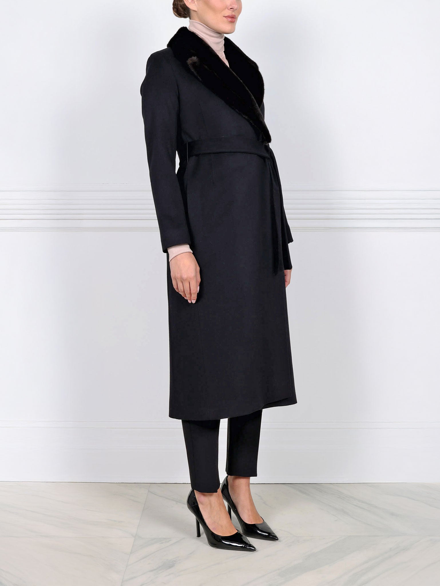 The Lottie Wool Coat with Mink Fur Collar