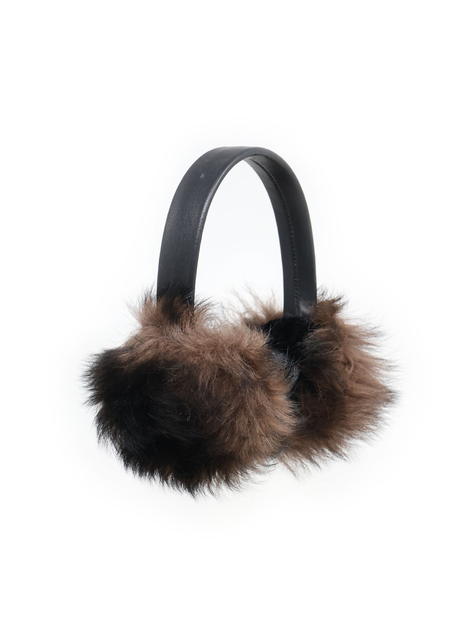 Two Toned Toscana Shearling Earmuffs with Leather Band