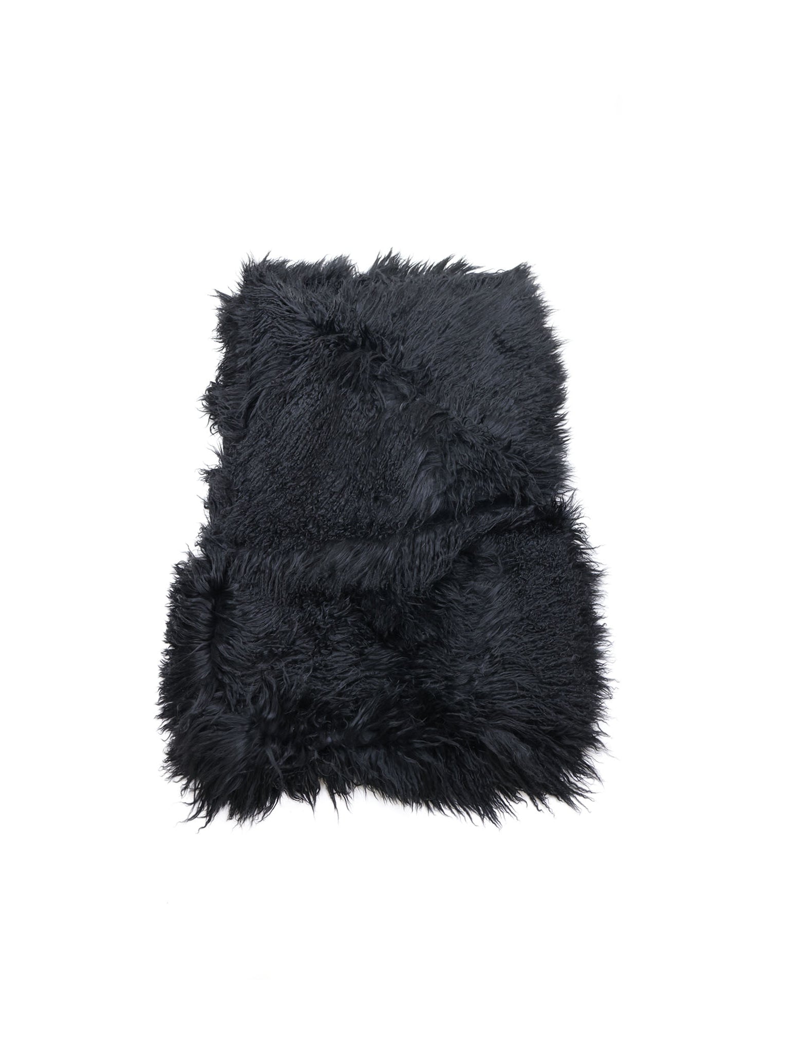 Curly Shearling Throw in Black