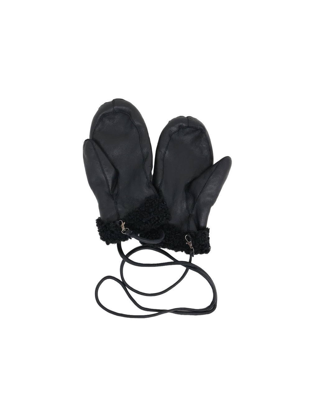 Shearling Mittens with Short String