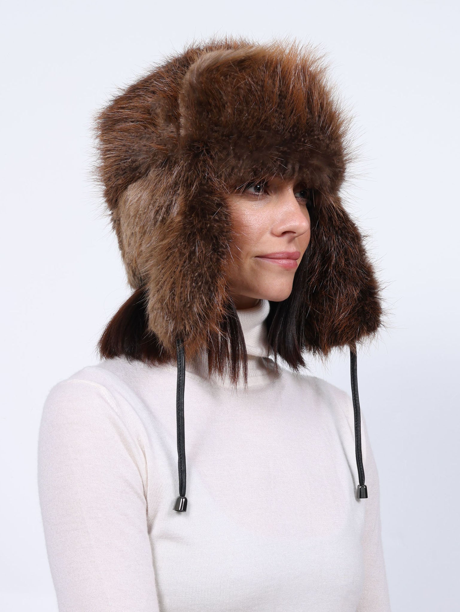 Dyed Grey Fur Trapper Hat