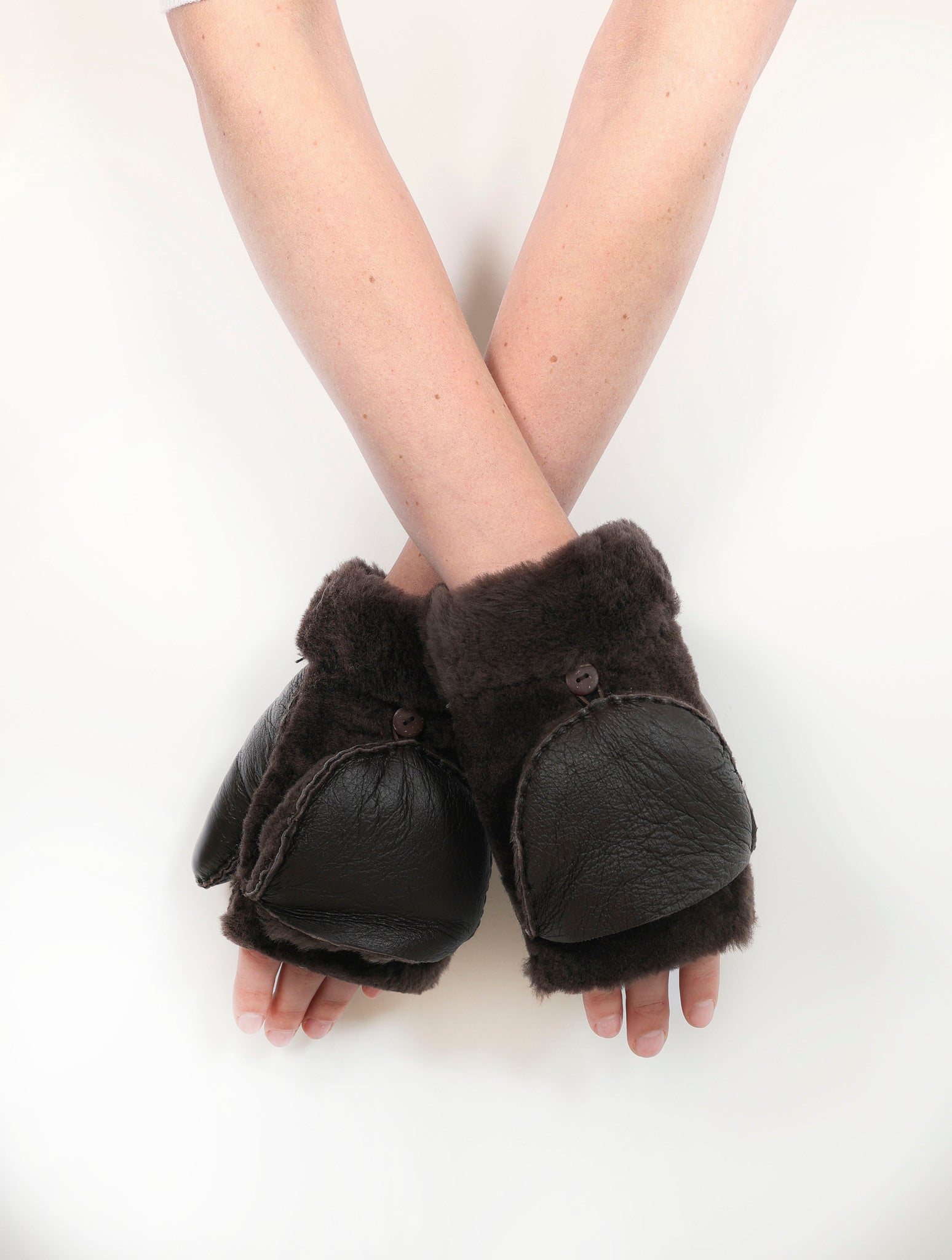 Shearling Fold Over Mittens