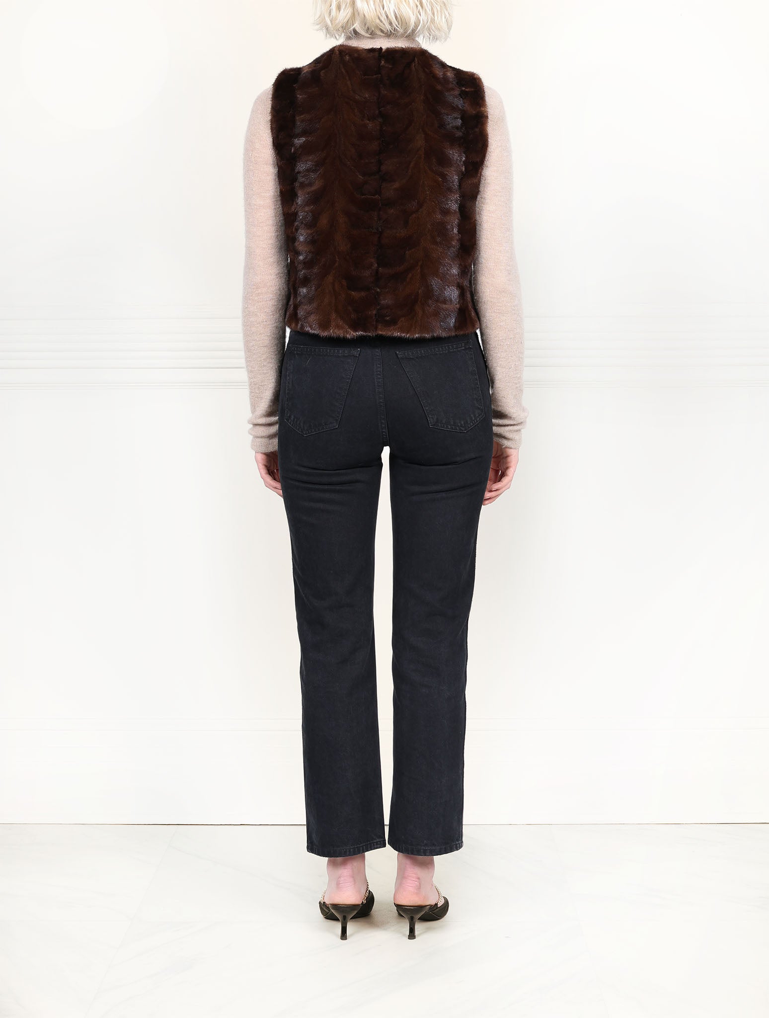 Brown Upcycled Mink Vest