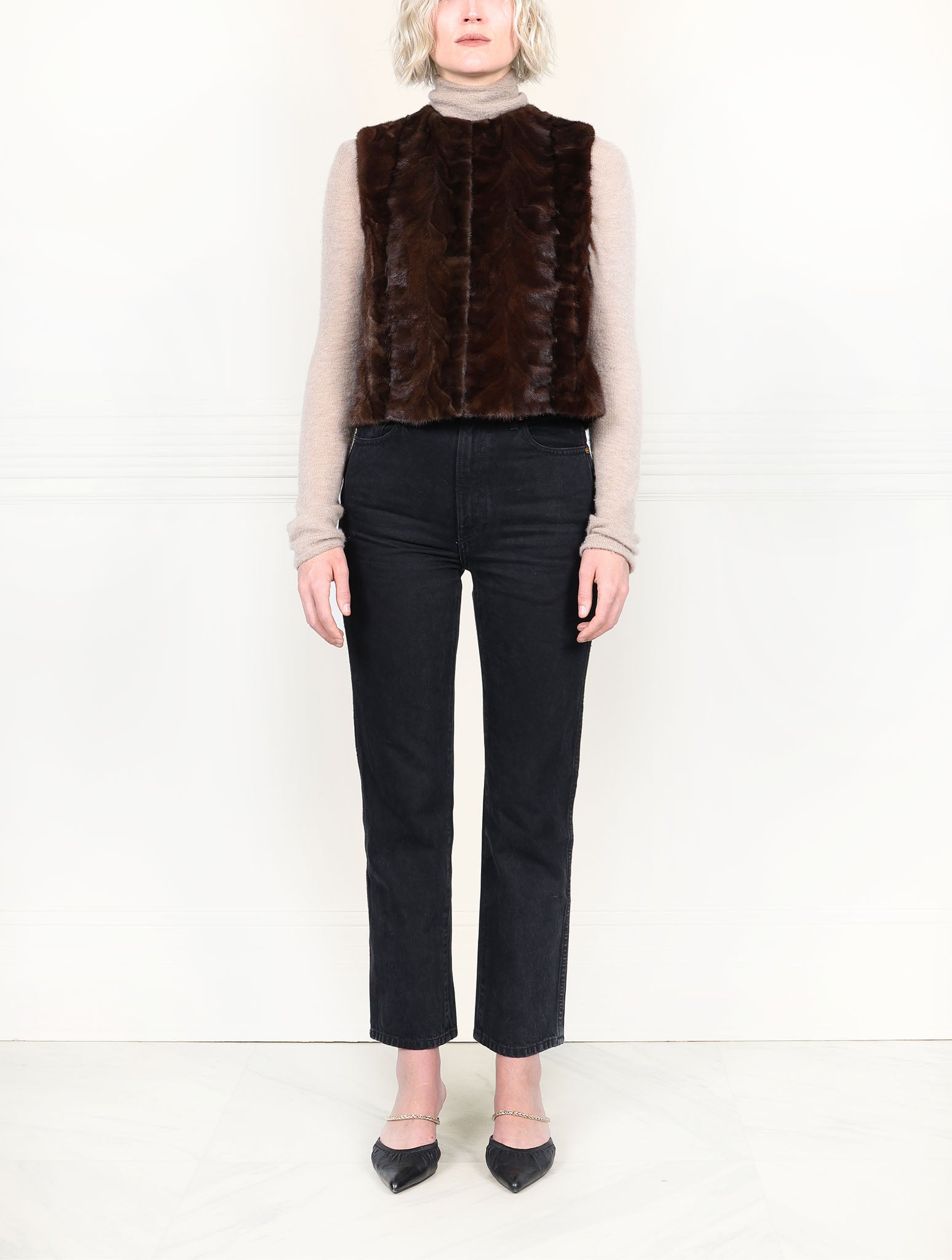 Brown Upcycled Mink Vest