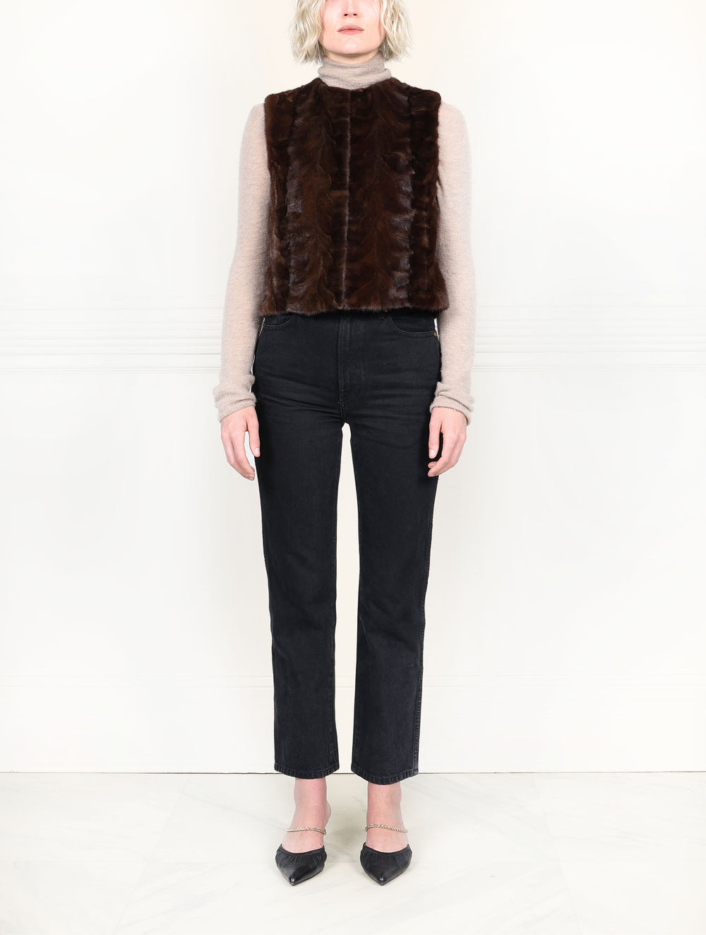 Brown Upcycled Mink Vest