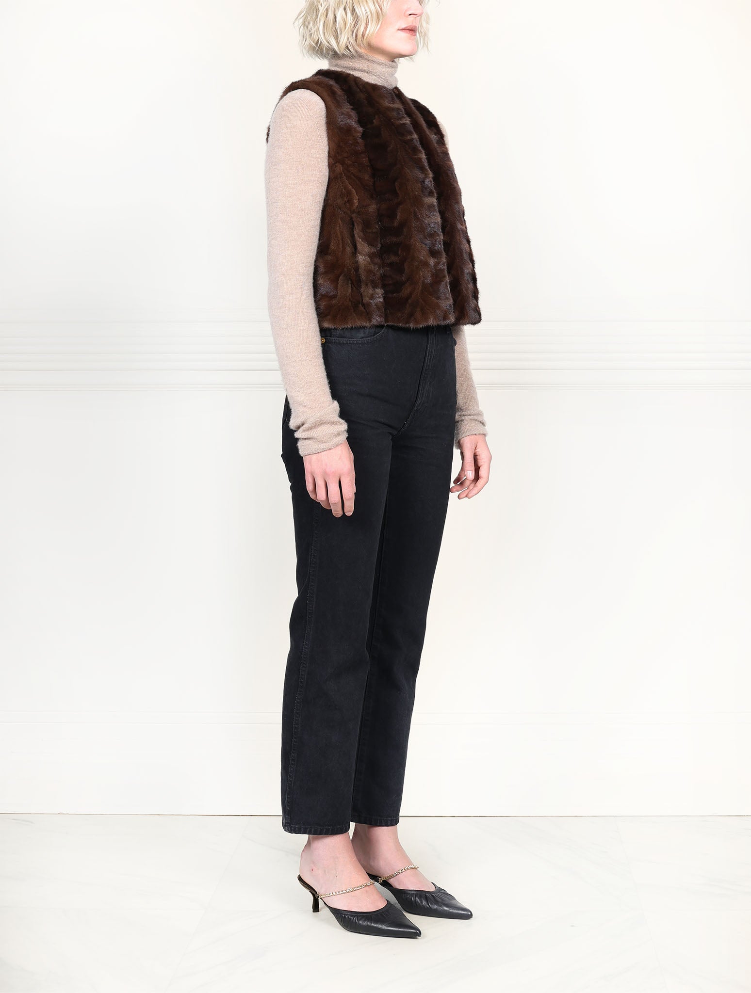 Brown Upcycled Mink Vest