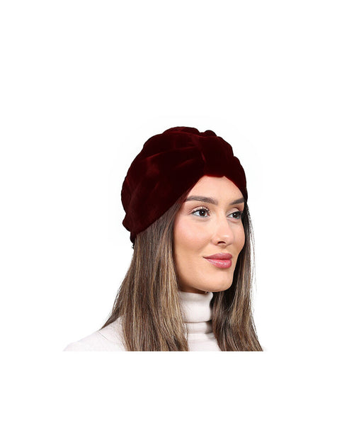 Sheared Burgundy Mink Fur Headpiece