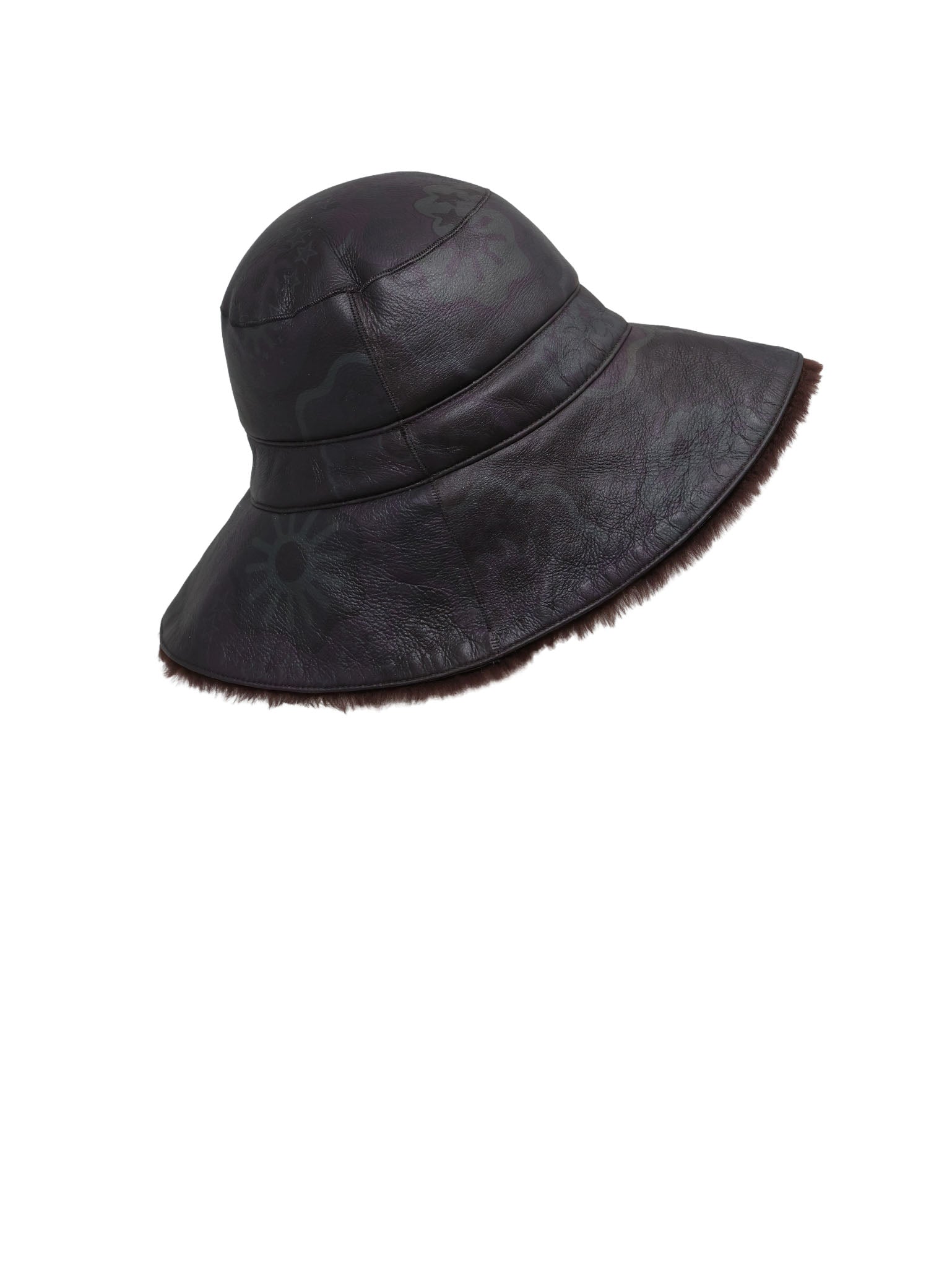 Fantastic Flowers Printed Reversible Shearling Bucket Hat Designed by Zandra Rhodes