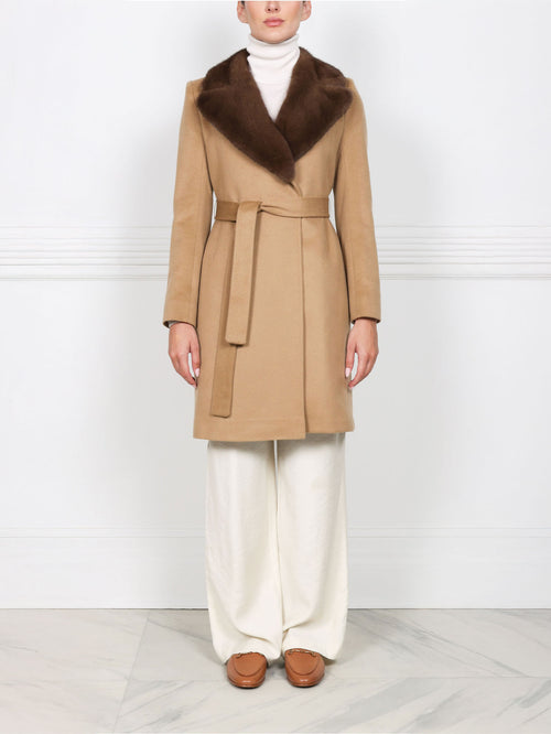 The Reece Cashmere Coat with Mink Fur Collar