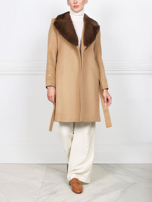 The Reece Cashmere Coat with Mink Fur Collar