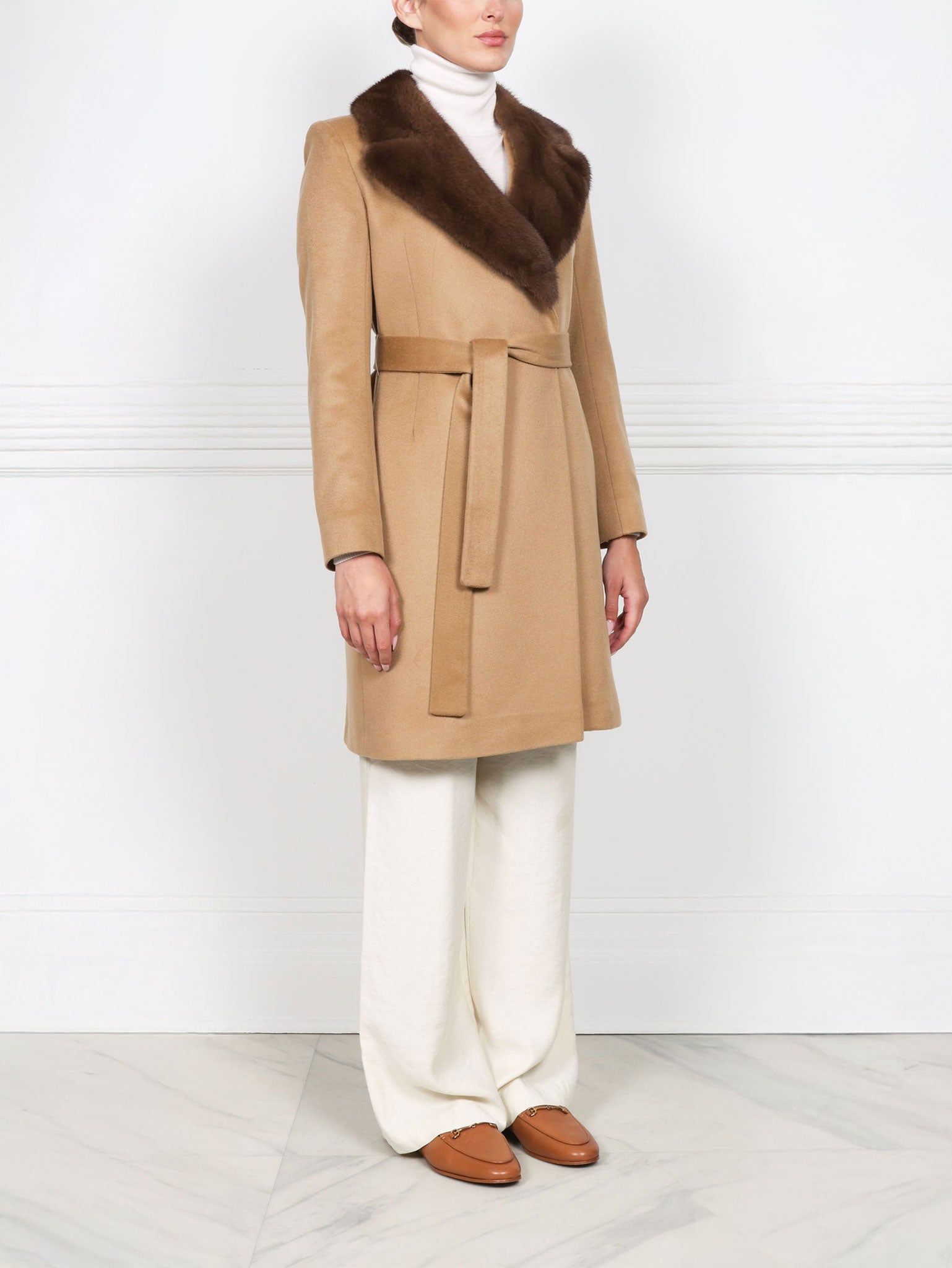 The Reece Cashmere Coat with Mink Fur Collar