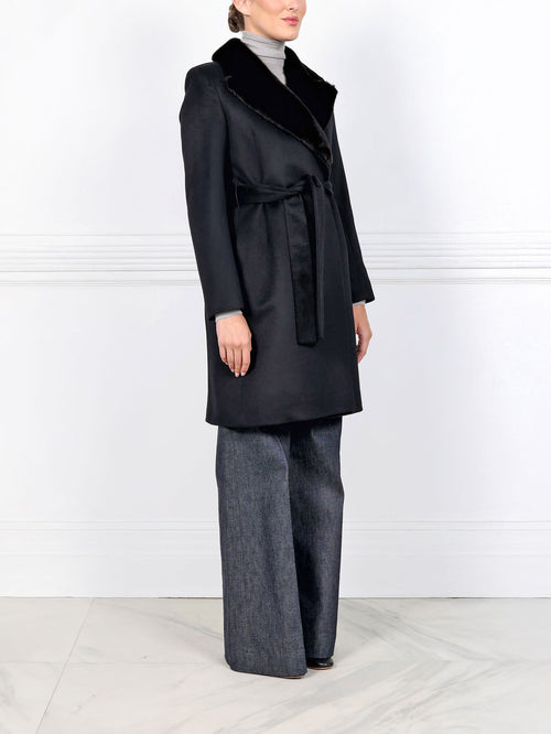 The Reece Cashmere Coat with Mink Fur Collar