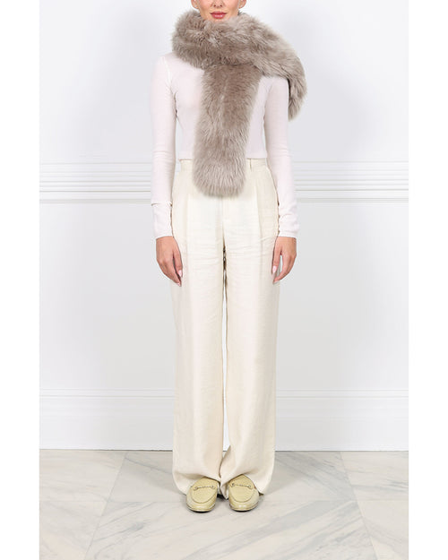 Cashmere Shearling Scarf in Taupe