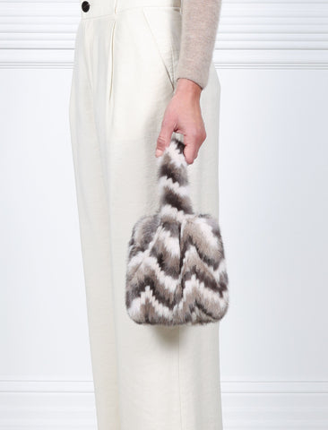 The Meow Mini Chevron Mink Bag