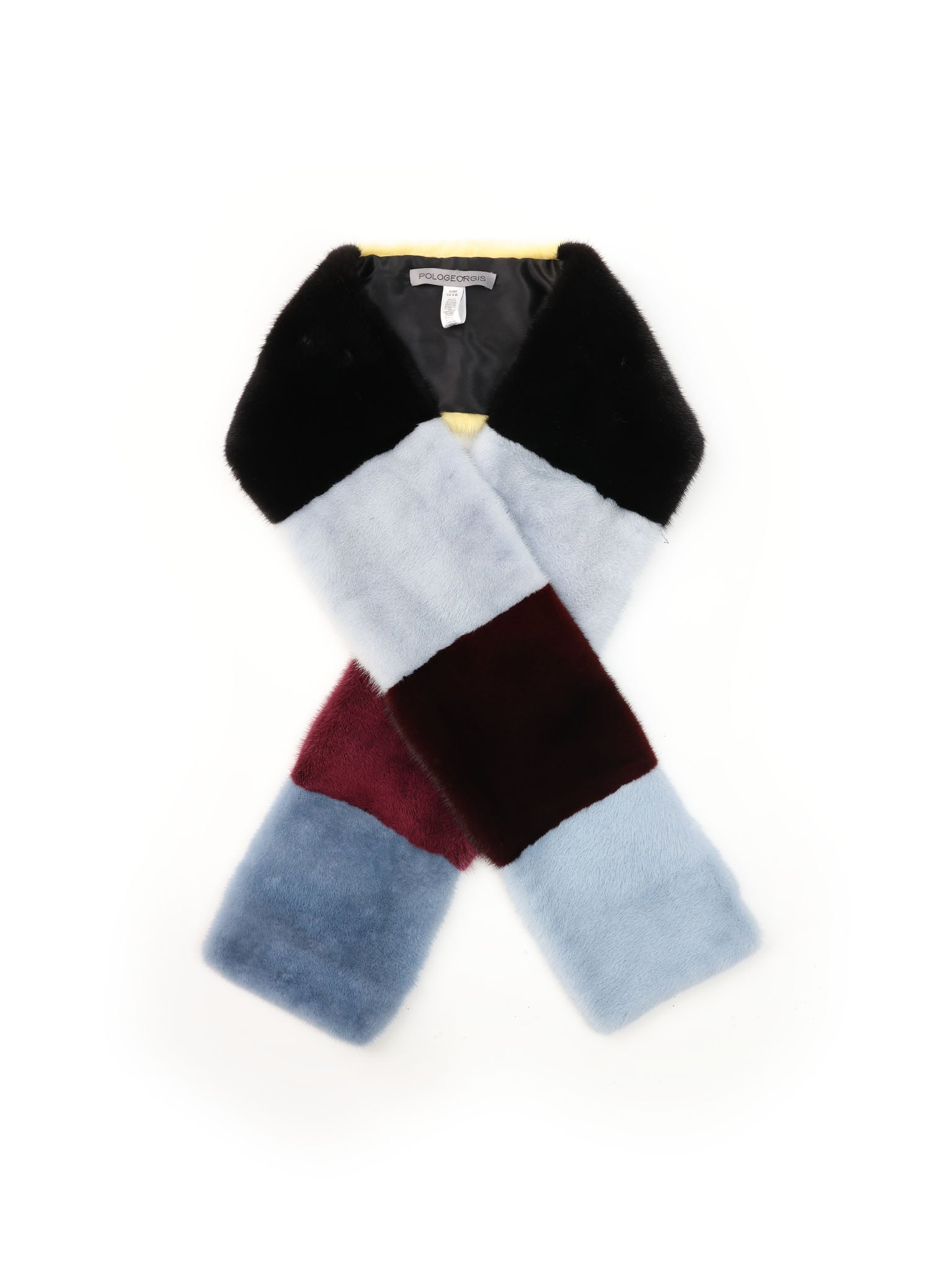 Color Blocked Mink Fur Scarf