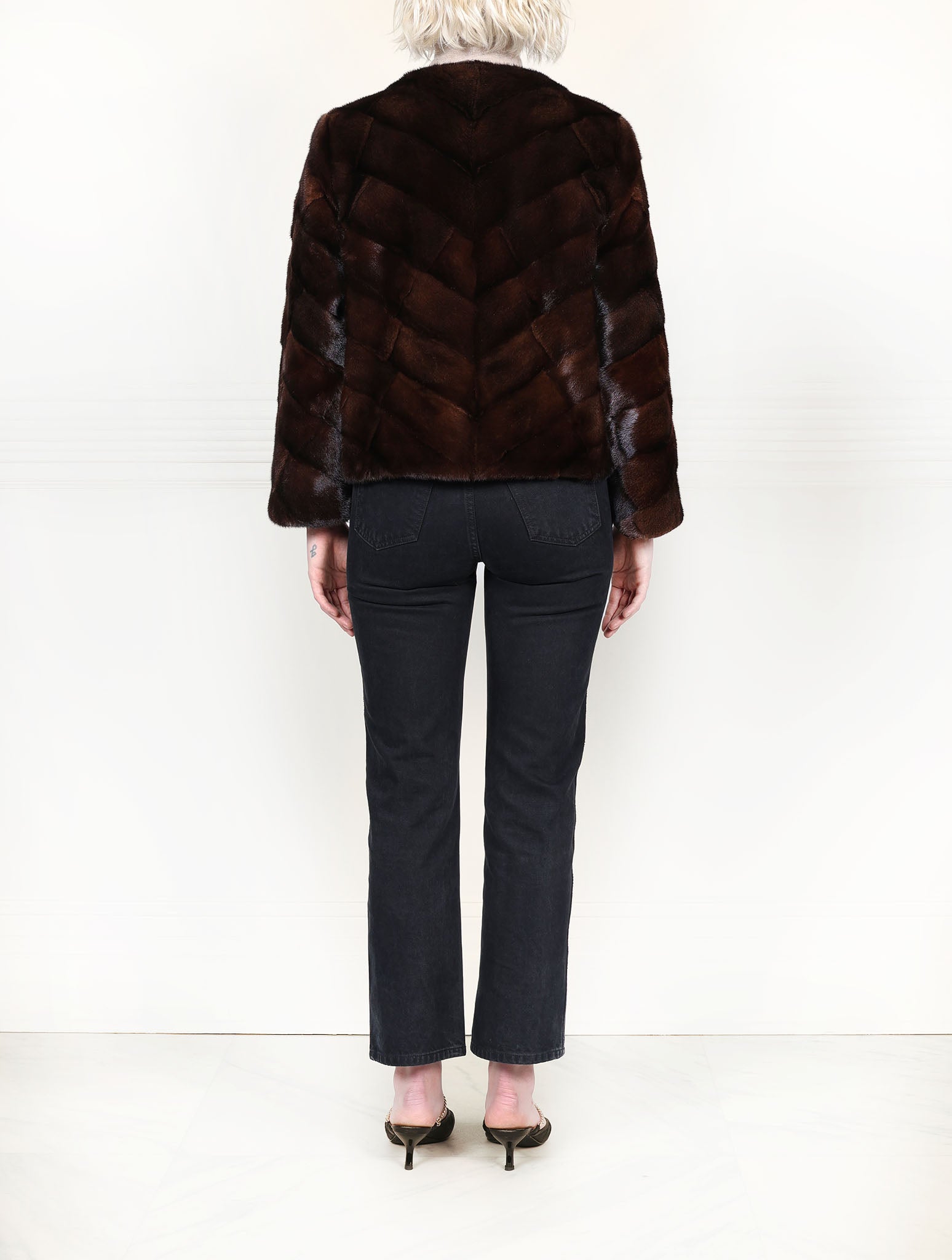 The Mosaic Mink Upcycled Jacket in Brown