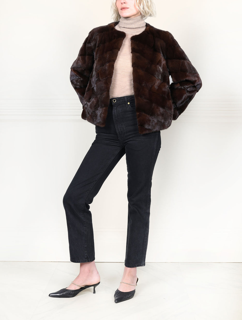 The Mosaic Mink Upcycled Jacket in Brown