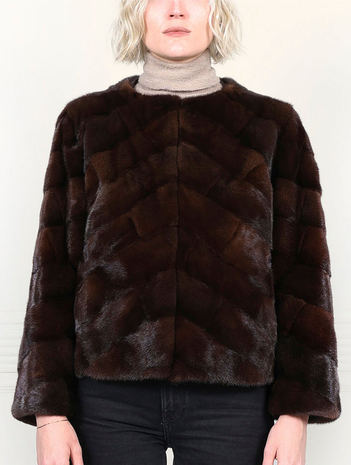 The Mosaic Mink Upcycled Jacket in Brown