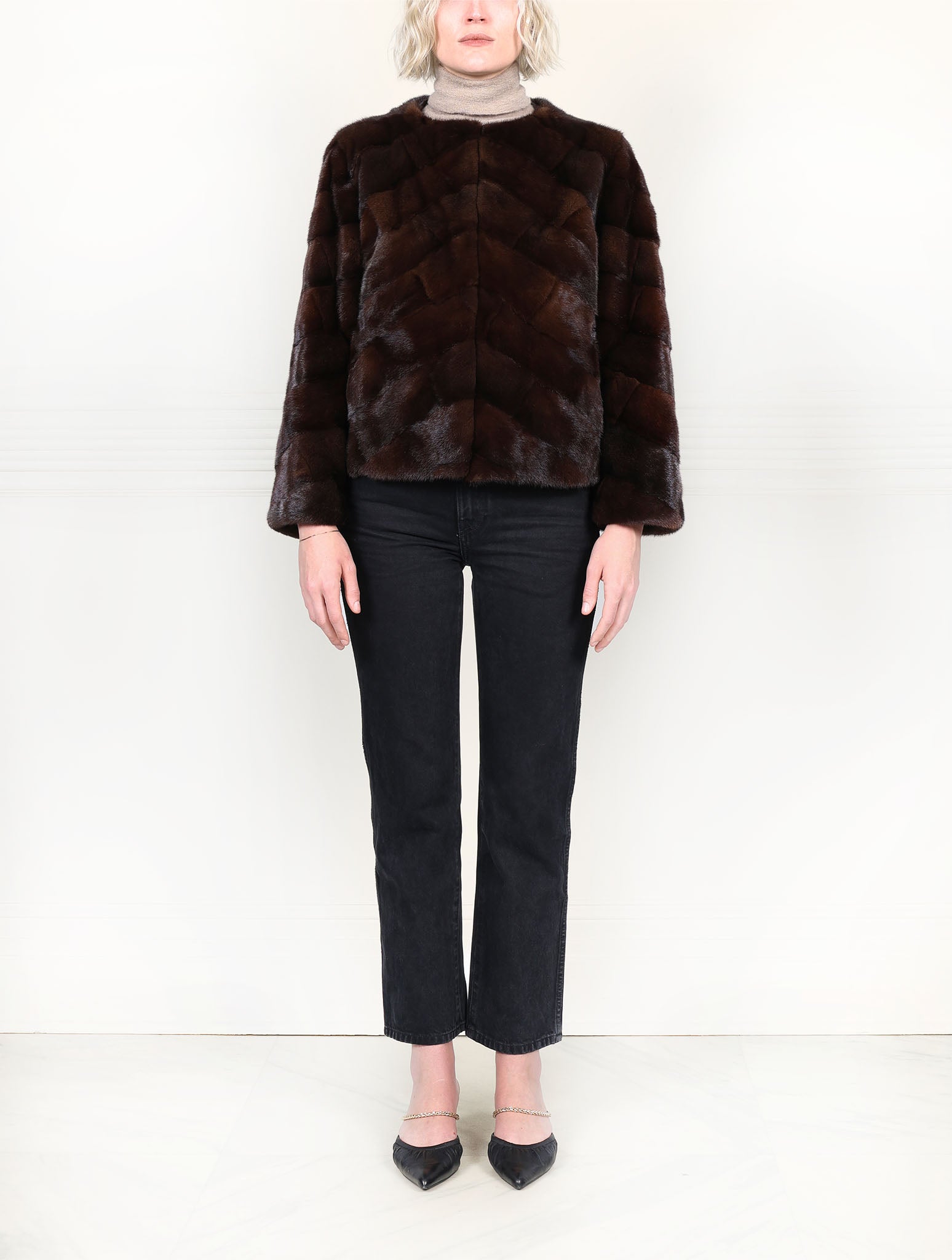 The Mosaic Mink Upcycled Jacket in Brown