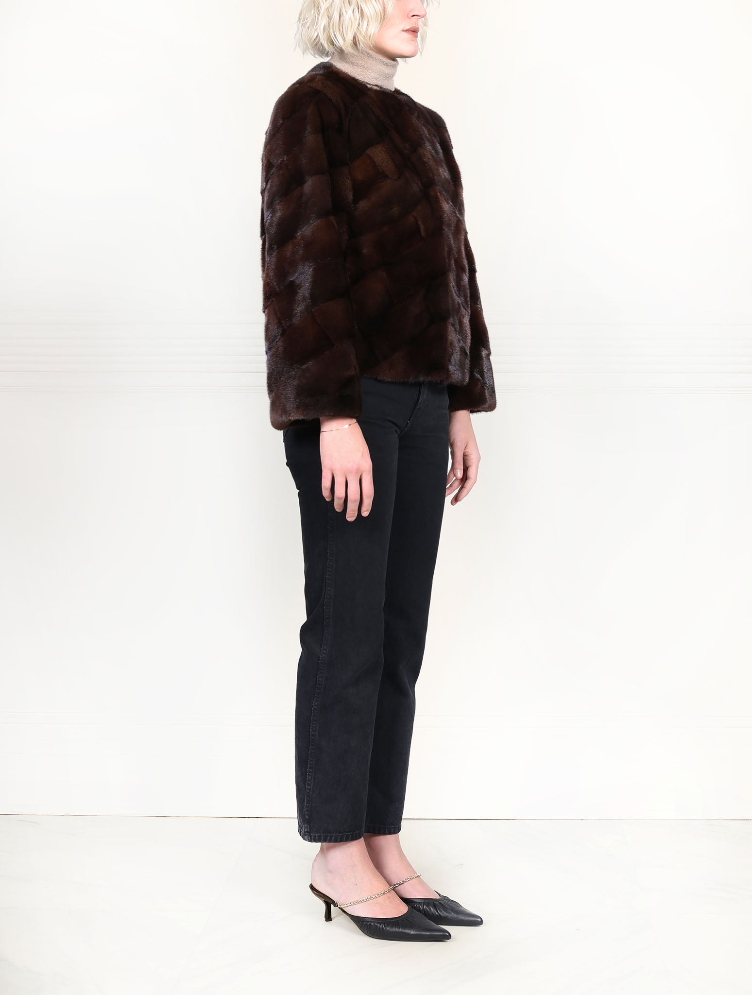 The Mosaic Mink Upcycled Jacket in Brown