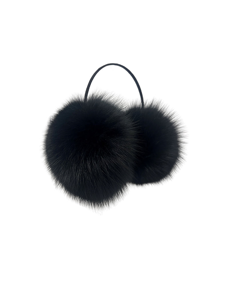 Dyed Double Fur Earmuffs in Black
