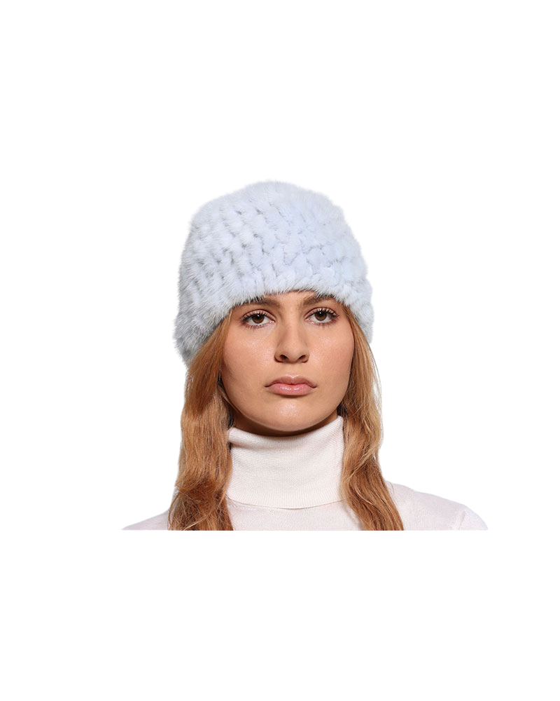 New Pologeorgis 100% Mink Fur Hat The Knit Mink Fur Hat with Fox Pom in Multiple Colors  main image 4