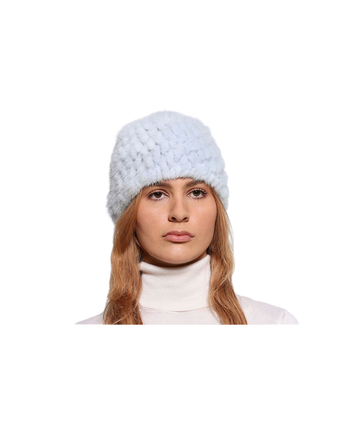 The Knit Mink Fur Scully in Light Blue