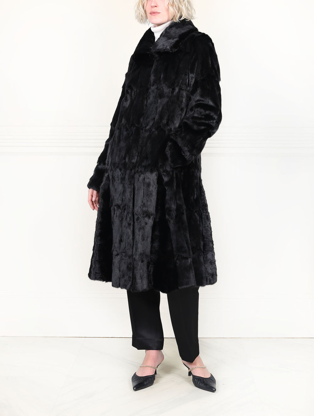 The Trumpet Black Ermine Coat