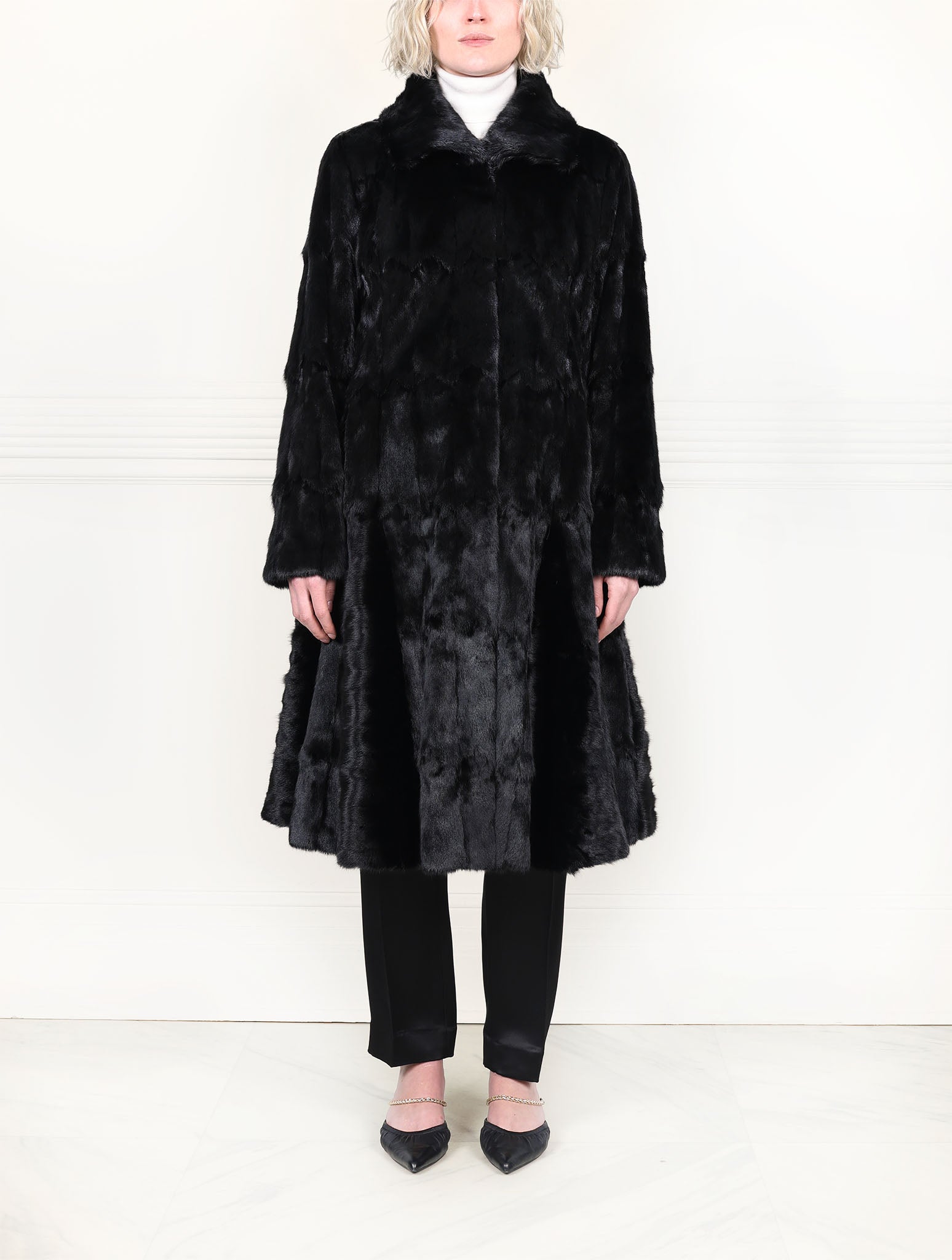 The Trumpet Black Ermine Coat