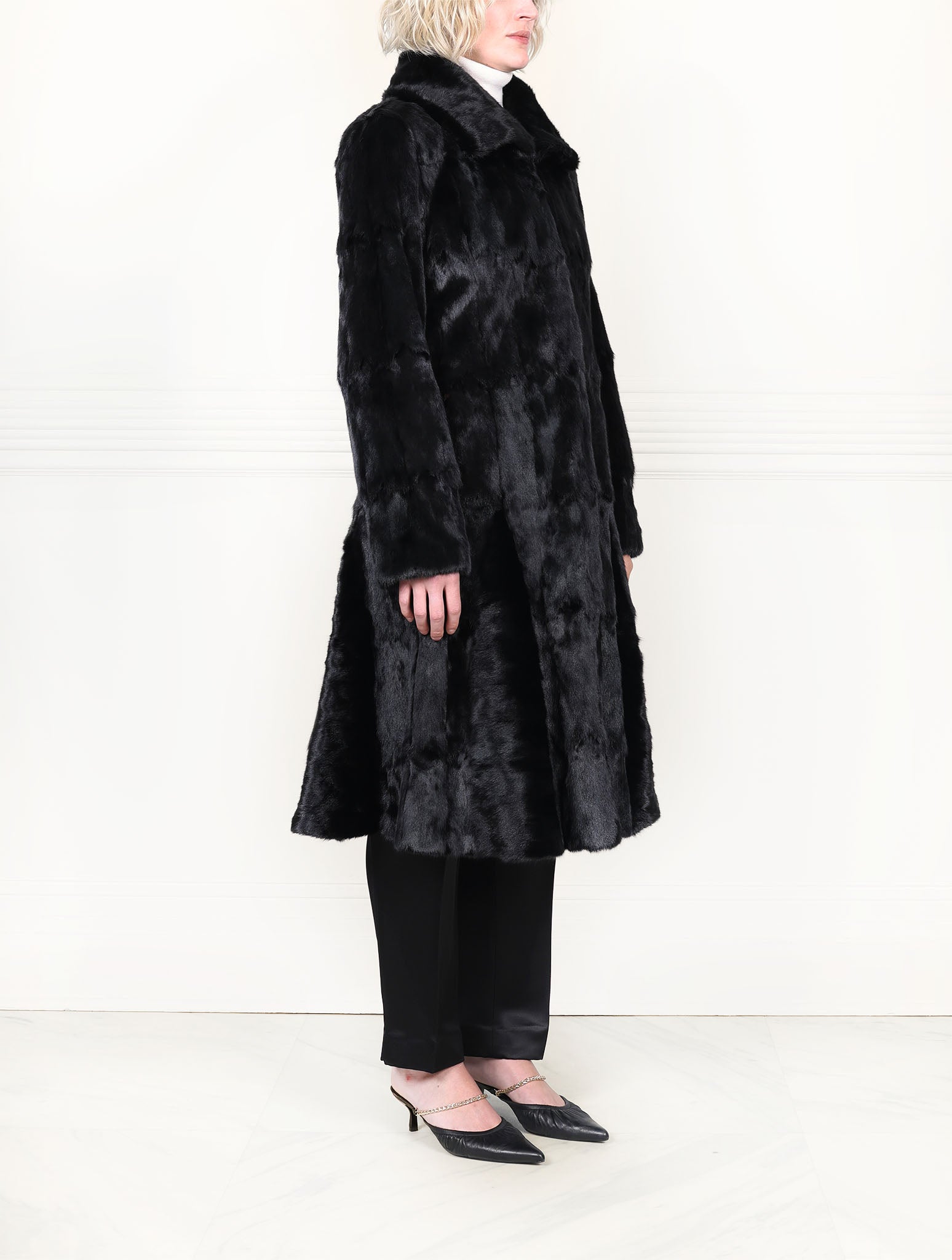 The Trumpet Black Ermine Coat