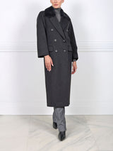 The Lia Oversized Wool Coat with Mink Fur Collar