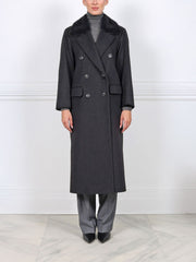 The Lia Oversized Wool Coat with Mink Fur Collar