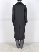 The Lia Oversized Wool Coat with Mink Fur Collar