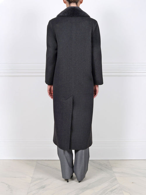 The Lia Oversized Wool Coat with Mink Fur Collar
