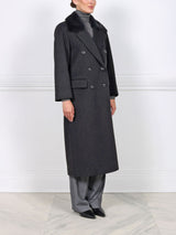 The Lia Oversized Wool Coat with Mink Fur Collar
