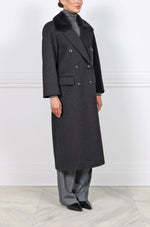 The Lia Oversized Wool Coat with Mink Fur Collar