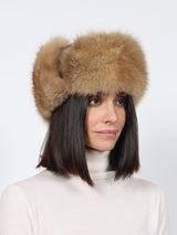 Golden Sable and Metallic Leather Trapper Hat