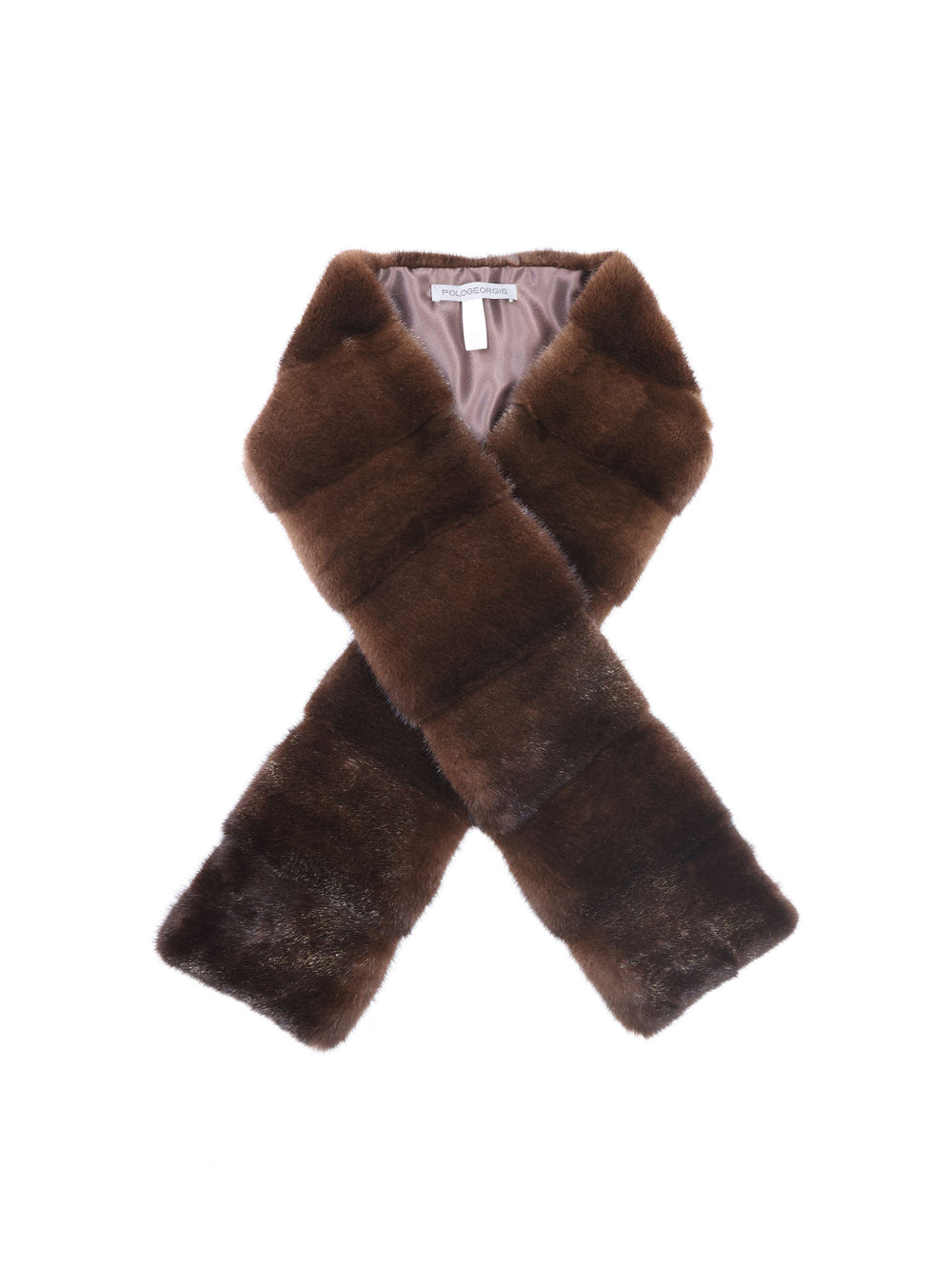 Long Cross Cut Mink Scarf with Gold Tipping