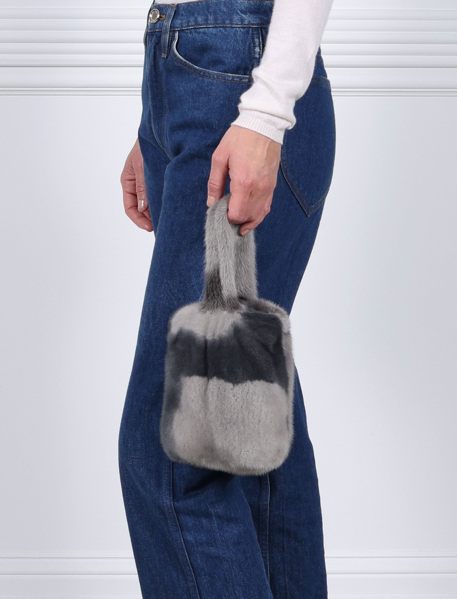 The Meow Mini Tie Dye Mink Bag in Grey