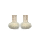 Knitted Wool Fingerless Gloves with Shearling Trim