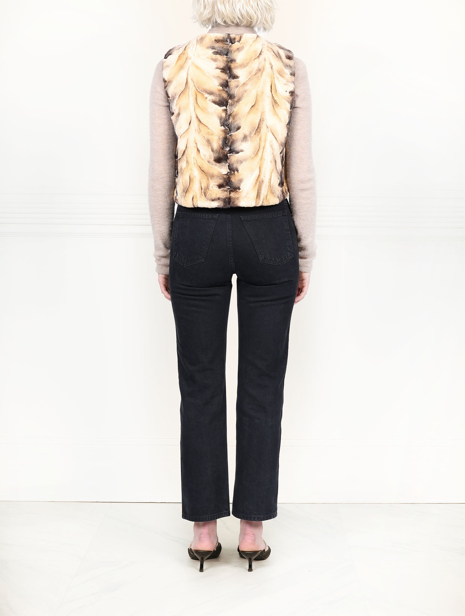 Chevron Upcycled Sheared Mink Vest