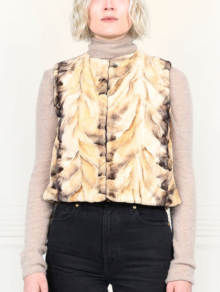 Chevron Upcycled Sheared Mink Vest