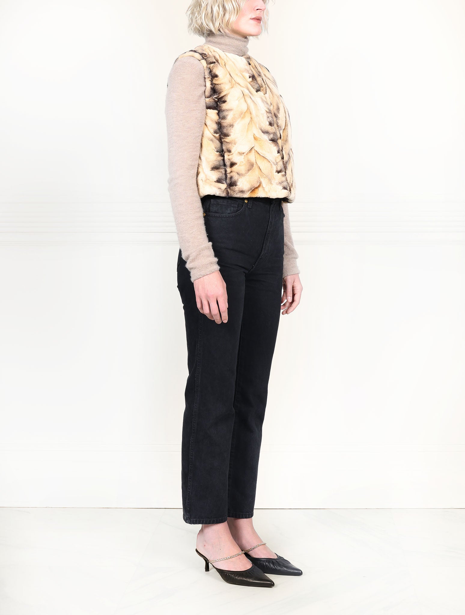 Chevron Upcycled Sheared Mink Vest
