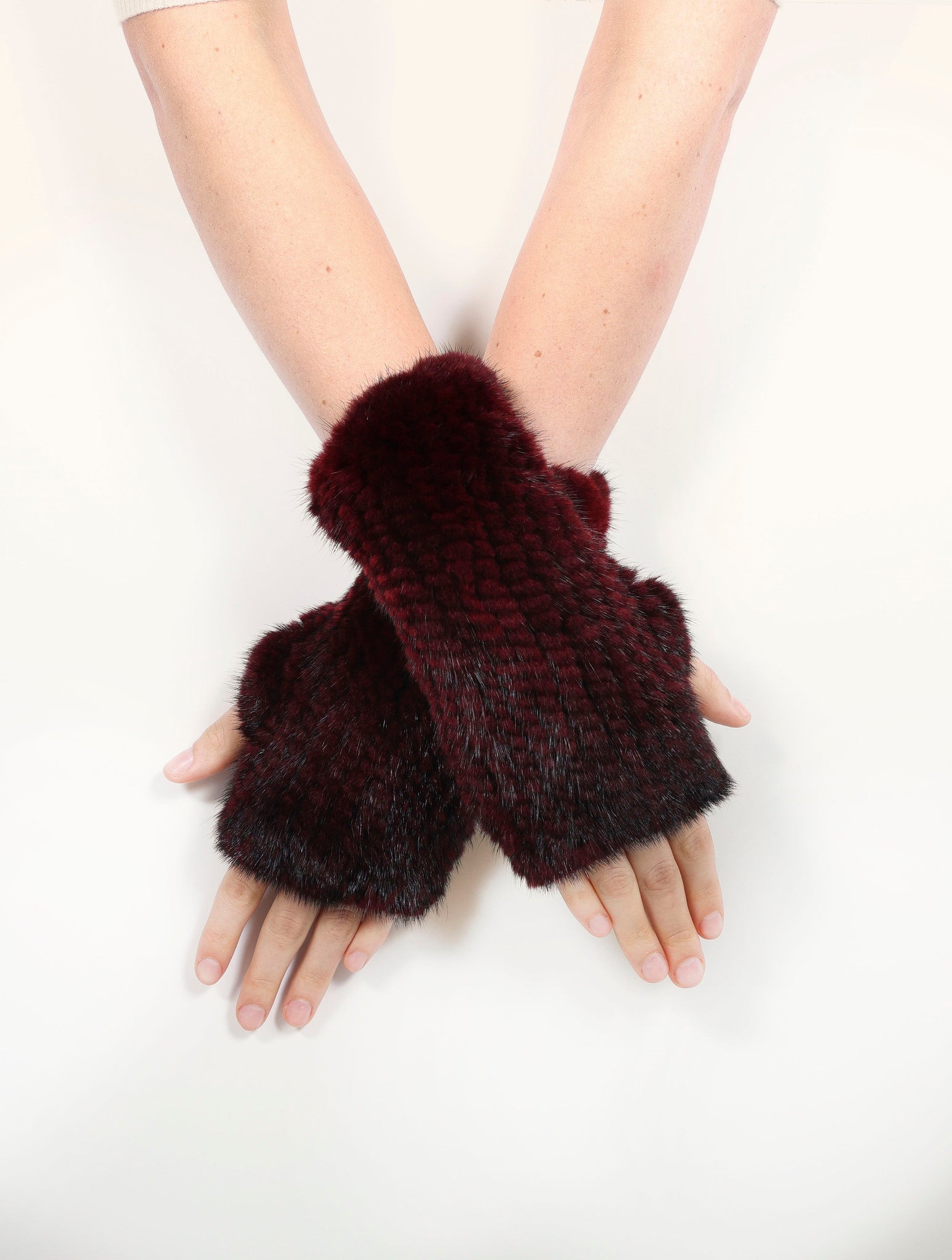 The Short Mink Knitted Fingerless Fur Gloves
