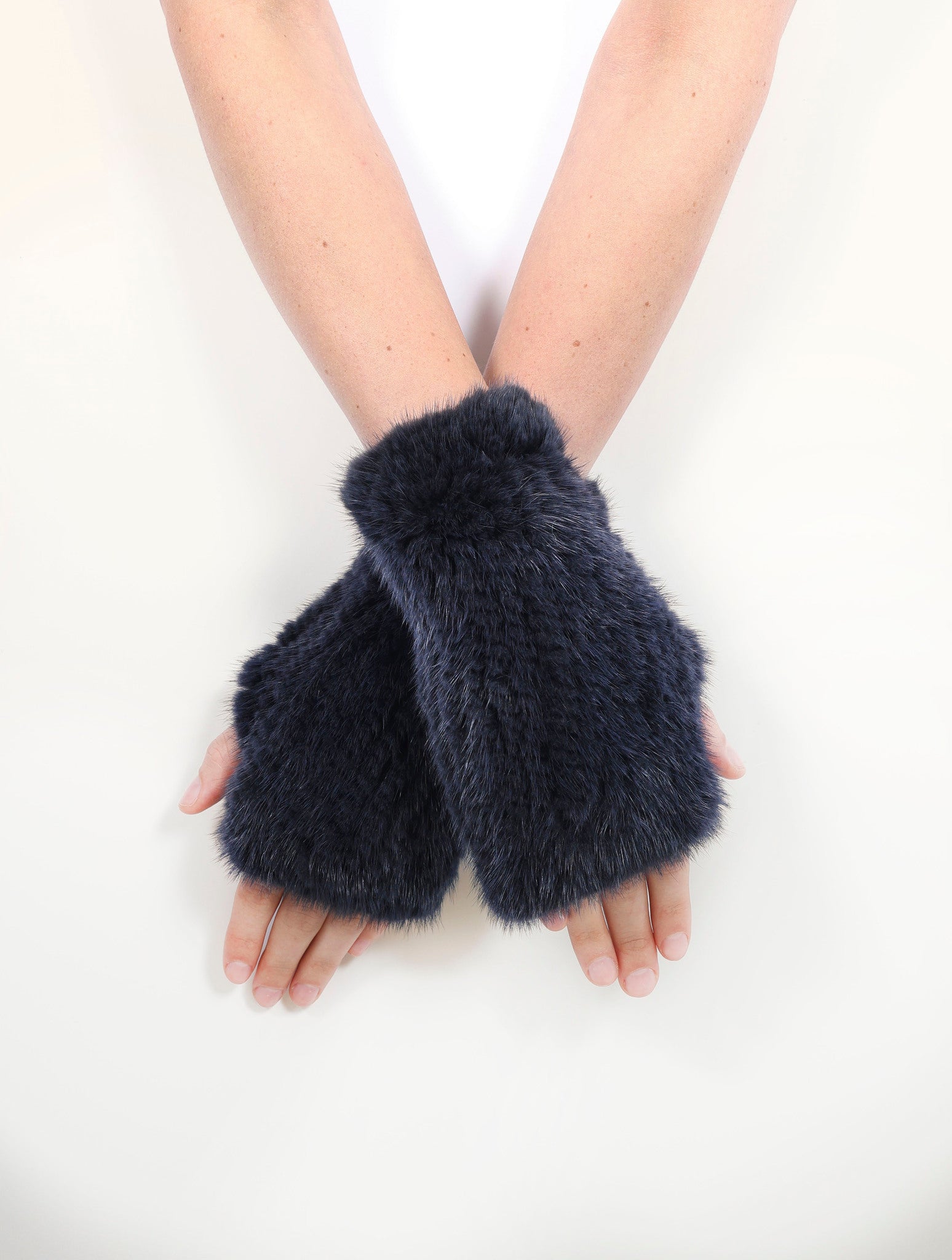 The Short Mink Knitted Fingerless Fur Gloves