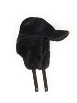 Shearling Baseball Trapper with Leather Strap