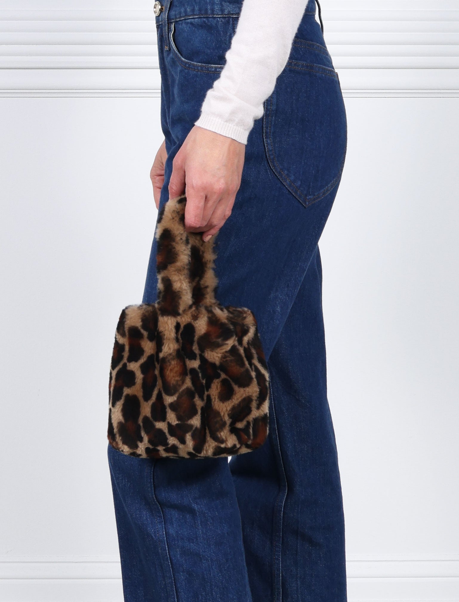 The Meow Mini in Leopard Printed Shearling