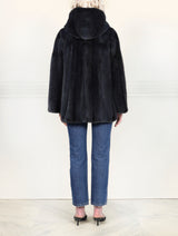 Grey Cross hooded mink jacket
with zipper
